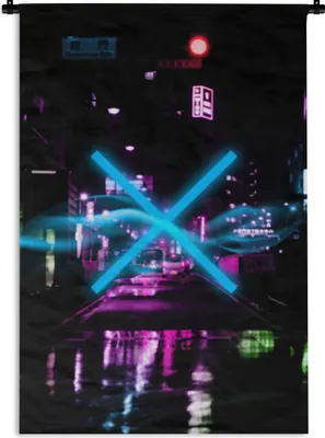Produktbild von MuchoWow® Wandteppich Wandbehang Spiel - Neon - Spielen - Abstrakt 90x135 cm Tapisserie Dekoration Wandtuch - Baumwolle - Wandskulptur