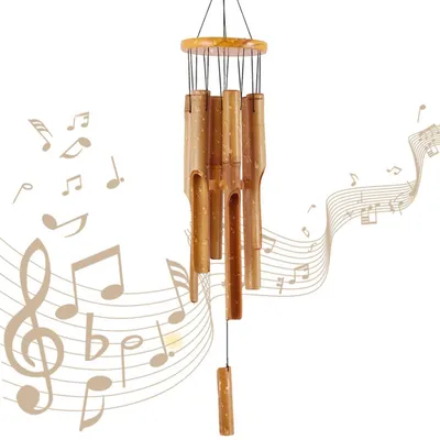 Produktbild von Bambus Windspiel 38 cm Handgefertigt Naturklang Outdoor Indoor