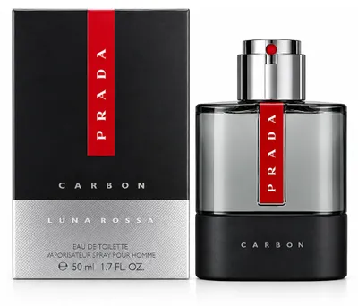 Produktbild von Prada Luna Rossa Carbon, Männer, 50 ml, Nicht nachfüllbare Flasche, Spray, ALCOHOL DENAT., WATER, FRAGRANCE, LIMONENE, LINALOOL, ETHYLHEXYL METHOXYCINNAMATE, COUMARIN,..., KI-generiertes Bild
