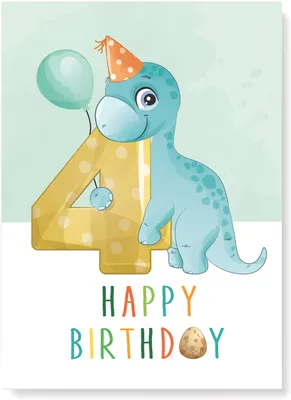 Produktbild von Friendly Fox Geburtstagskarte für Kinder, 4. Geburtstag, Dino Glückwunschkarte zum Kinder Geburtstag, A5 Happy Birthday Karte mit Umschlag