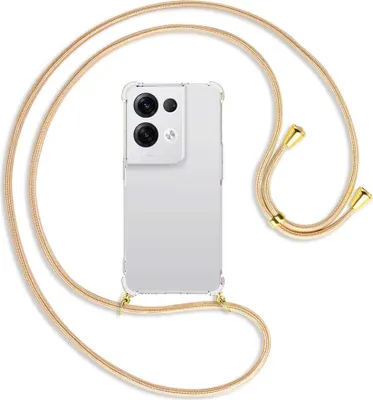 Produktbild von Handykette Backcover-Schutzhülle mit Band (Metall goldfarben) für Oppo Reno8 Pro 5G (6.62'') - Goldkordel