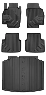 Produktbild von Gummimatten + Kofferraumwanne für Skoda Scala 2019- (Schrägheck, ohne Seitenfächer, mit Reserverad) – Schwarz, passgenau – Wielganizator
