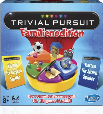 The image shows the box of the Trivial Pursuit Familien Edition board game.