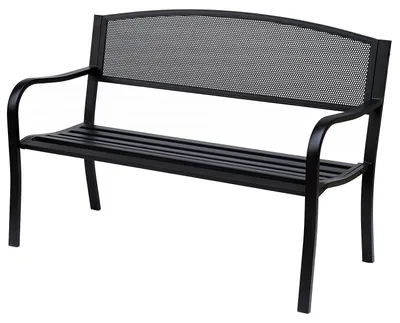 Produktbild von Outsunny Gartenbank Sitzbank Bank 2-Sitzer Garten Stahl Schwarz