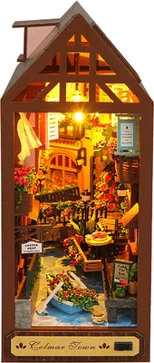 Obrázek produktu pro （Cosy Years）DIY Book Nook Kit - DIY Dollhouses Miniature House Kit s nábytkem a LED světlem, 3D Puzzle Wooden Bookends, modelové sady pro dospělé k sestavení