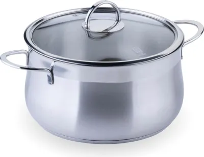 Produktbild von Chefkoch trifft Fackelmann Kochtopf mit Glasdeckel Leipzig Ø 24 cm, Edelstahl, 6100 ml, für alle Herdarten inkl. Induktion, Backofengeeignet