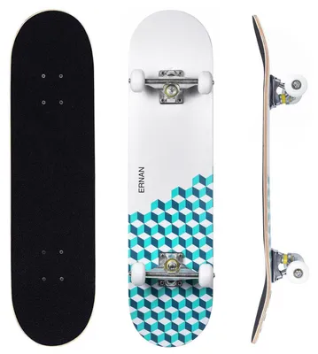 Obrázok produktu pre Kompletná skateboardová doska, rozmer 31x8 palcov, 7 vrstiev javorového dreva, vzor "morská vlna"