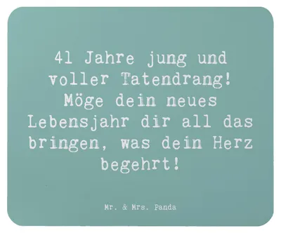 Produktbild von Mr. & Mrs. Panda Mouse Pad Spruch 41. Geburtstag Tatendrang - Meeresbrise - Geschenk, Mittvierziger, neues Lebensjahr, computer mauspad, Happy Birthday, Mousepad, laptop