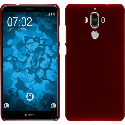 Produktbild von PhoneNatic Case kompatibel mit Huawei Mate 9 - Hülle rot gummiert Hard-case + 2 Schutzfolien