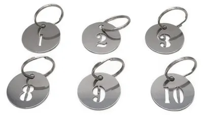 Produktbild von Omgoods – Schlüsselanhänger mit Nummerierung, 1 Zoll – Edelstahl-Schlüsselanhänger mit Ringen