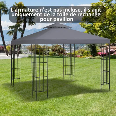 Produktbild von Sweiko Ersatzdach für Pavillon 3x3m wasserabweisend Pavillondach für Metallpavillon Pavillon Ersatzdach Gartenpavillon Partyzelt Gartenzelt Polyester Dunkelgrau