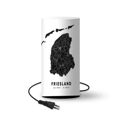Obrázok produktu pre MuchoWow® Svietidlá Stojacie lampy LED lampa Vrátane LED lampy Frízsko - Holandsko - Mapa - Biela 50x33cm Lampa - Stojacia lampa obývacia izba spálňa