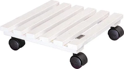 Image de Rouleau à plantes NATURE 29 x 29 x 8 cm - Rouleau à fleurs - bois ® - blanc - capacité de charge 100 kg