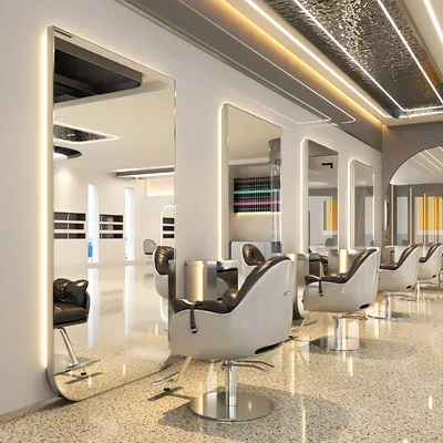 Produktbild von Konsole für Friseur, Barbier und Kosmetik mit LED-Spiegel 150x90, Silber