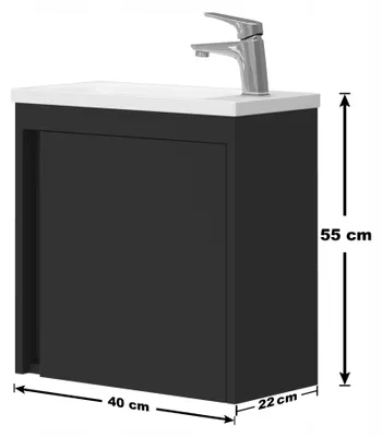 Zdjęcie produktu dla Szafka wisząca z umywalką 40cm czarny półmat Omeble