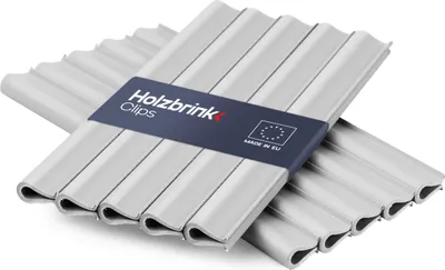 Produktbild von HOLZBRINK Befestigungsclips für Sichtschutzstreifen aus PP für Doppelstabmattenzaun, Einzelstabmattenzaun | 20 Stück Sichtschutz Clips | Grau (RAL 7040)