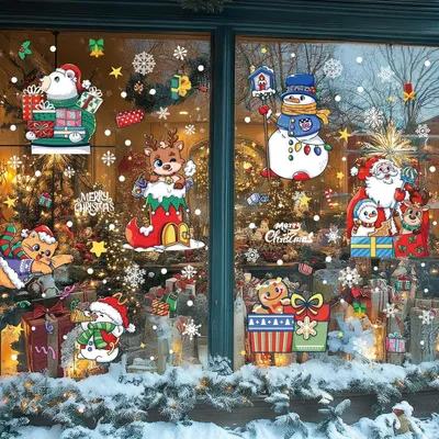 Immagine prodotto di Decorazioni per finestre a tema natalizio, 160 pezzi, set riutilizzabile