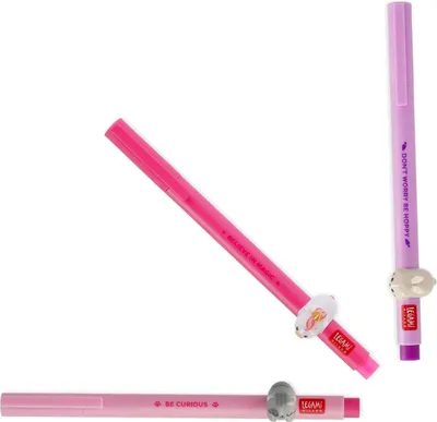 Produktbild von LEGAMI - Gelstift - Lovely Friends, dekoratives Tier, abnehmbar und  kombinierbar, verhindert Rollen, feine 0,5 mm-Spitze, 3er Set Häschen, Kätzchen und Einhorn (PINK)