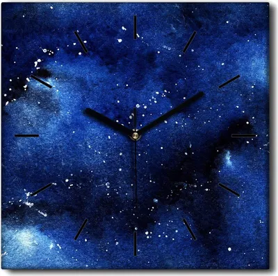 Produktbild von Coloray Uhr auf Leinwand 30x30 cm Wand Uhr Dekoration Wohnzimmer Segeltuch schwarze Hände -Kunst Kosmos Sterne