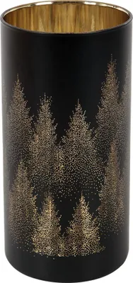 Produktbild von TrendLine Deko Metall Teelichthalter Winter Bäume Ø 20 x 10 cm schwarz gold