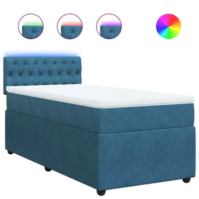 Produktbild von Boxspringbett mit Matratze Blau 90x200 cm Samt