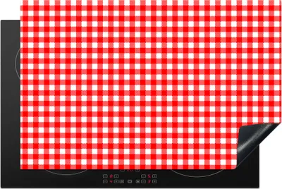 Produktbild von KitchenYeah© Herdabdeckplatte Rot - Rustikal - Muster , 80x52cm, Küche Deko, Glaskeramikkochfeld Herdabdeckung, Abdeckplatte fùr Kochfeld