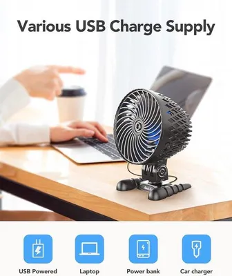 Productafbeelding van USB Bureauventilator - Draagbare Mini Ventilator met Variabele Snelheid voor Kantoor, Slaapkamer en Thuis