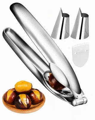 Kastanienöffner aus Edelstahl, 2-in-1, 4-teilig, 17 cm
