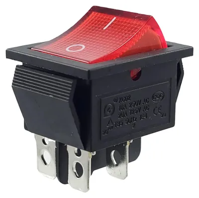 Obrázek produktu pro Spínač s přepínačem, 4-kolíkový, 16A, 250VAC - s červeným LED osvětlením
