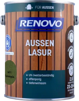 Produktbild von 2,5L Renovo Wetterlasur/ Aussenlasur wb. Nr.6411 Tannengrün