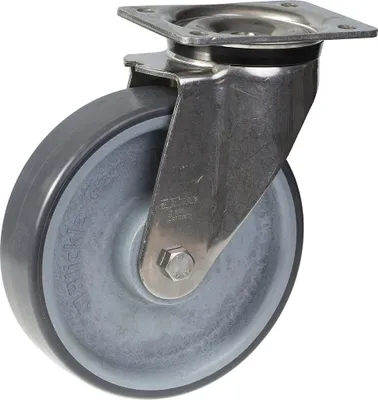 Image de 160mm stainless steel swivel castor with grey electrically conductive thermoplas
