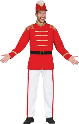 Produktbild von Karneval Marschkapitän Marschparade Kostüm Uniform Rot Gold Festlich, Größe: 48 - 50 (M) Farbe: Rot
