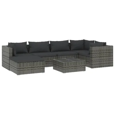 Obrázek produktu pro vidaXL 7dílná zahradní lehátková souprava s polštáři Poly Rattan Grey