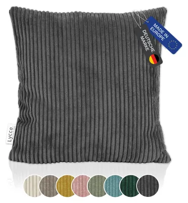 Zdjęcie produktu dla Poszewka na poduszkę z modnego materiału corduroy, ciemnoszara, wymiar 40x40 cm