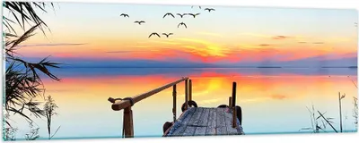 Produktbild von Bilder auf glas - Brücke See - 90x30cm - Glasbilder - Wandbilder - Bilder - Kunstdruck - zum Aufhängen bereit - Wanddekoration aus Glas - Glas Bilder - Wandbild auf Glas - Einteilig - GAB90x30-3818