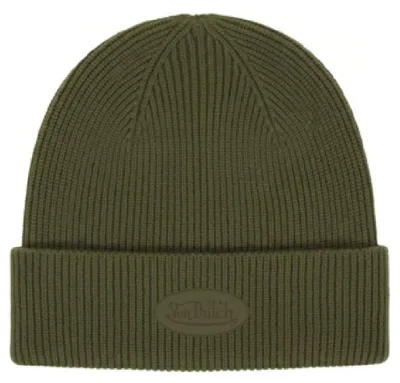 Produktbild von Von Dutch Winter Wollmütze Beanie RUBBER PATCH oliv