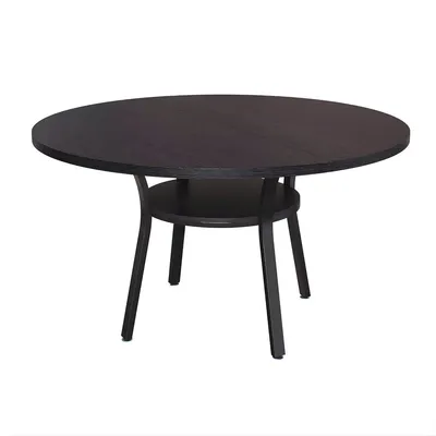 Produktbild von Runder Esstisch 120 cm mit Ablage – Schwarz – MDF & Metall – moderner Küchentisch für Esszimmer & Wohnzimmer