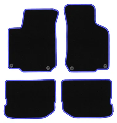 Obrázok produktu pre Velúrové autokoberce pre: Seat Leon I 1999-2005 (hatchback) – sada 4 ks, čierno-modré, na mieru – Wielganizator CARLUX