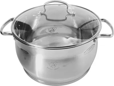 Produktbild von Kochtopfset 8-teilig Edelstahl Induktion Glasdeckel Für alle Herdarten Energiesparend Spülmaschinengeeignet 16/20/24/28 cm Royal Swiss