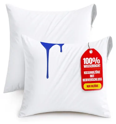 Produktbild von Wasserdichter Kissenbezug 40x40 cm (2er-Set) mit Reißverschluss, Kissenschoner, -er Kissenbezug.
