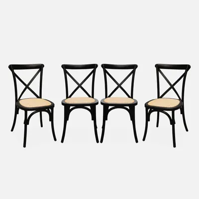 Immagine prodotto di Set 4 sedie da bistrot vintage in legno, Nero