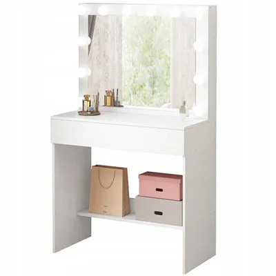 Zdjęcie produktu dla Toaletka kosmetyczna z lustrem led makijażu wizażu z lustrem led nowoczesna loft glamour