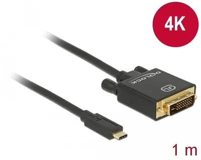 Produktbild von Delock Kabel USB Type-C™ Stecker > DVI 24+1 Stecker DP-Alt Mode 4K 30 Hz 1 m sch