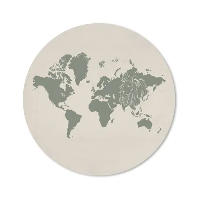 Produktbild von MuchoWow® Mauspad Mousepad Weltkarte - Löwe - Grau 50x50 cm - Mousepads - Maus Mat - Pad - Mausunterlage - Vinyl
