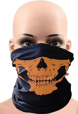 Produktbild von Totenkopfmaske - Biwakmaske - Totenkopfschal - Sturmhaube - Totenkopfschal - Orange - Gesichtsmaske - Motorradmaske - Skimaske - Totenkopf