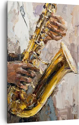 Produktbild von Bild auf Leinwand - Leinwandbild - Einteilig - Saxophon Öl Musiker - 80x120cm - Wand Bild - Wanddeko - Wandbilder - Leinwanddruck - Wanddekoration - Leinwand bilder - Wandbild - PA80x120-4808