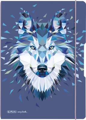 Produktbild von Herlitz Wild Animals Wolf, Abbildung, Blau, A4, 80 Blätter, 80 g/m², Kariertes Papier