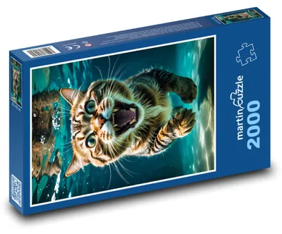Produktbild von martinpuzzle - Puzzle 2000 Teile - Unterwasserkatze
