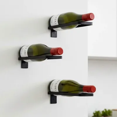 Zdjęcie produktu dla DanDiBo Regał na wino ścienny metalowy czarny zestaw 3 szt. Uchwyt na butelki wina 96714 Uchwyt na wino Regał na butelki Uchwyt na butelki