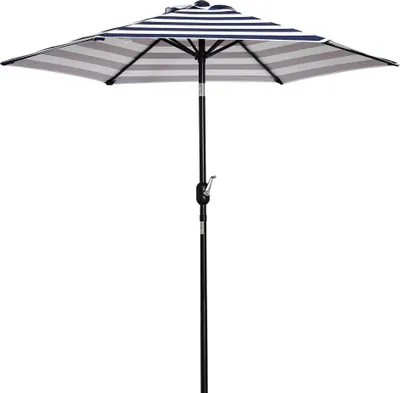 Produktbild von Outsunny Sonnenschirm Gartenschirm Terrassenschirm Gestell Stahl im Freien Blauer Streifen Ø230 x 216 cm